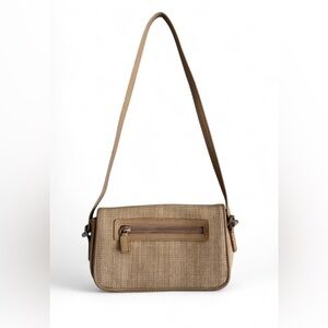 Liz Claiborne Tan Straw Woven Shoulder Bag